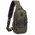 Borsa a tracolla 18x8x32 cm in tessuto sintetico verde militare e nero con tasche zip stile utility