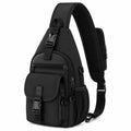 Borsa a tracolla 20 x 10 x 34 cm nera in tessuto sintetico con tasche multiple