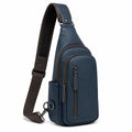 Borsa a tracolla 18 x 8 x 32 cm in materiale sintetico blu con tasche zip stile urbano
