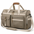 Borsone da viaggio 50 x 25 x 30 cm in tessuto beige con tasche multiple e tracolla removibile