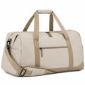 Borsone da viaggio 50 x 25 x 30 cm in tessuto sintetico beige con tracolla regolabile e tasche con zip