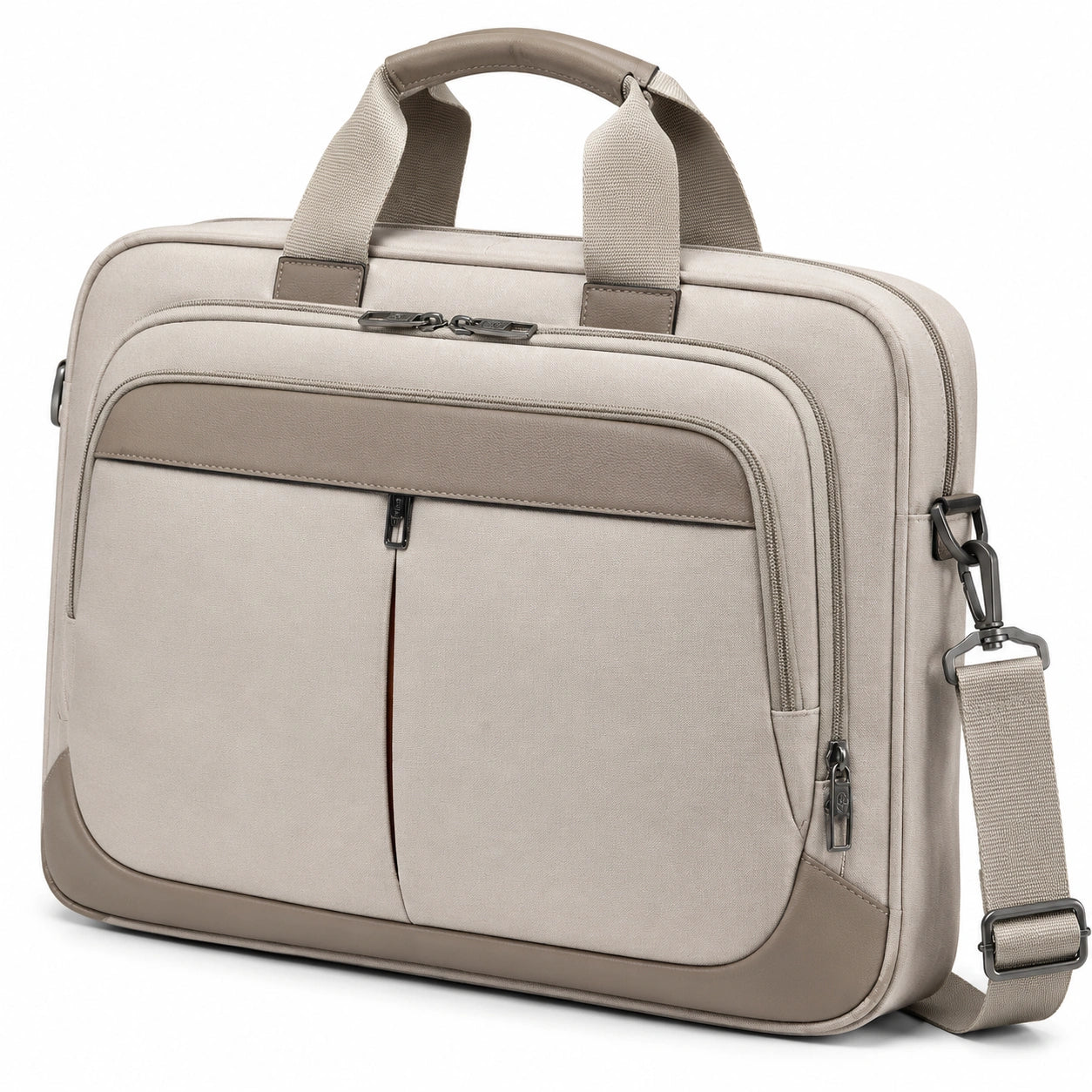 Borsa portadocumenti 42 x 10 x 32 cm in tessuto beige con tracolla regolabile