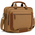 Borsa portadocumenti 43 x 12 x 33 cm in tessuto marrone con tracolla regolabile e scomparti multipli