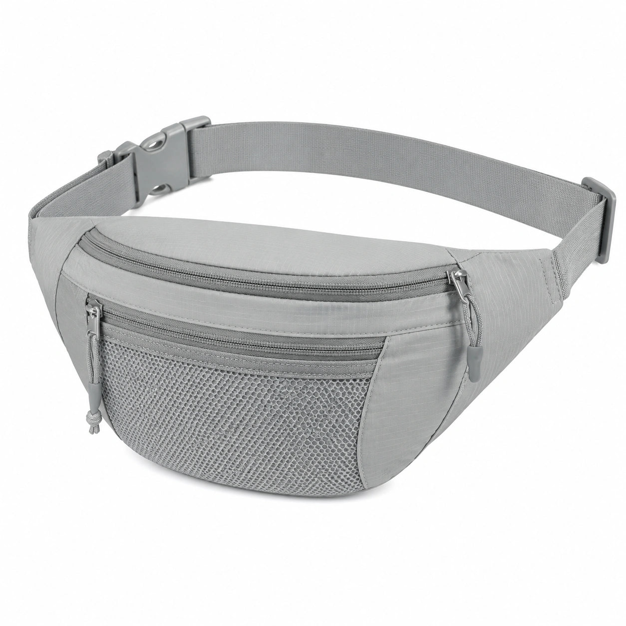 Marsupio 32 x 15 x 8 cm in poliestere grigio con tasche con cerniera e rete frontale