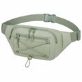 Marsupio 30x8x15 cm in tessuto sintetico verde salvia con tasche multiple e cintura regolabile