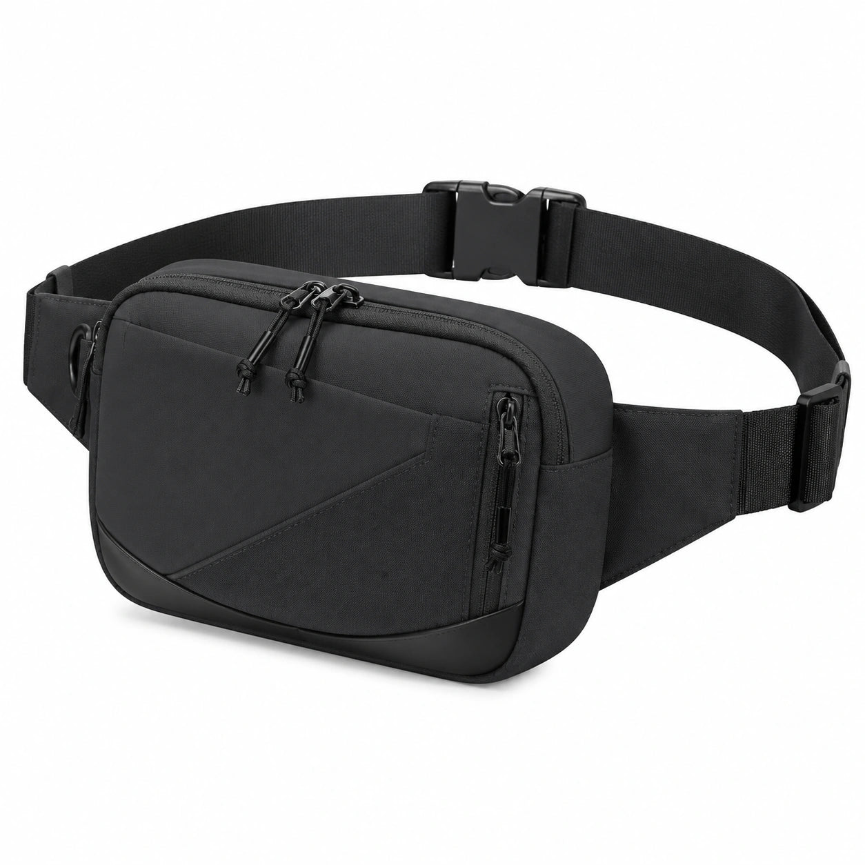 Marsupio 25 x 6 x 15 cm in tessuto nero con tasche zip regolabile