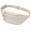 Marsupio 28 x 14 x 7 cm in tessuto beige con doppia tasca zip regolabile