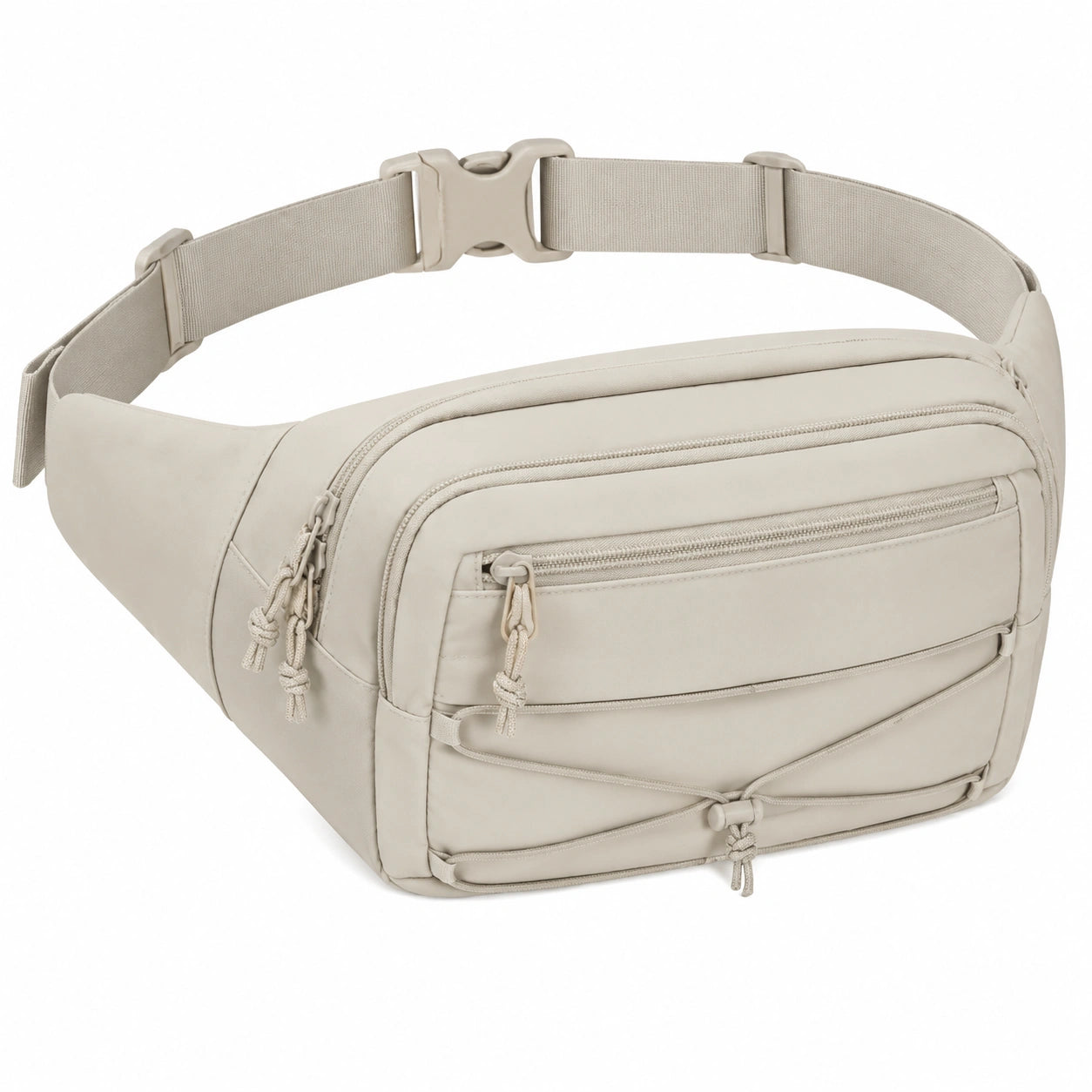 Marsupio 35x8x16 cm in poliuretano beige con cintura regolabile e tasche multiple
