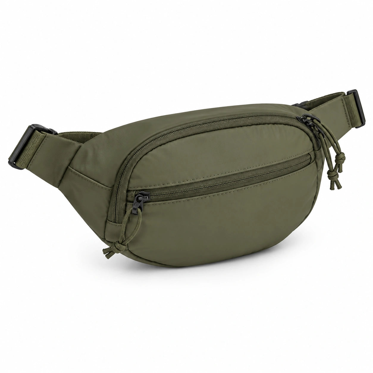 Marsupio 32 x 8 x 16 cm in tessuto sintetico verde oliva con tasche zip regolabile
