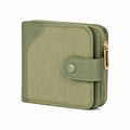 Portafoglio compatto 12 x 3 x 10 cm in materiale sintetico verde con zip e bottone