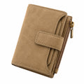 Portafoglio donna 19 x 10 x 3 cm in similpelle beige con chiusura a bottone e zip