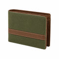 Portafoglio pieghevole 12 x 2 x 9.5 cm in tessuto verde e materiale sintetico marrone stile casual