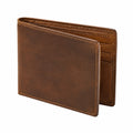 Portafoglio uomo 12 x 9 x 2 cm in pelle marrone pieghevole con portacarte