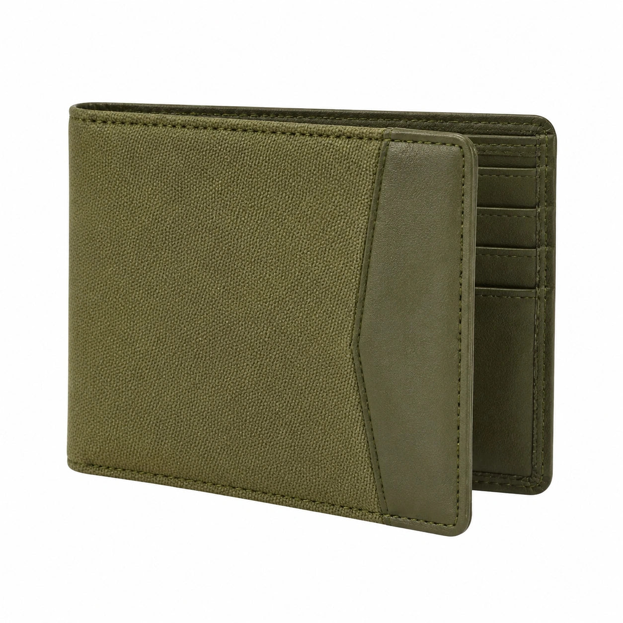 Portafoglio uomo 12 x 9 x 2 cm in tessuto e materiale sintetico verde oliva pieghevole con portacarte