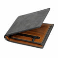 Portafoglio uomo 19 x 10 x 2 cm in pelle sintetica grigio marrone con portamonete zip stile pieghevole