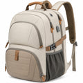 Zaino 32 x 20 x 45 cm in tessuto beige con tasche multiple per viaggio e uso quotidiano