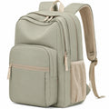 Zaino 30 x 16 x 42 cm in tessuto sintetico verde salvia con tasche multiple